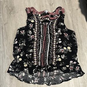 Floral Black and Pink Women's Top